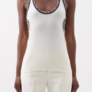 Chloé Cutout Crochet Wool Tank Top - Cream